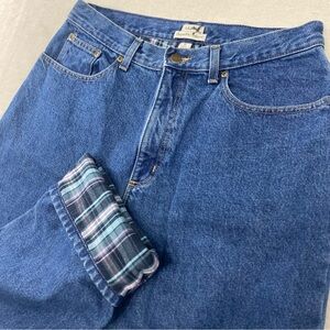 LL Bean Double L Tapered Jeans Womens 14 Pet Flannel Lined Original Fit 30x27